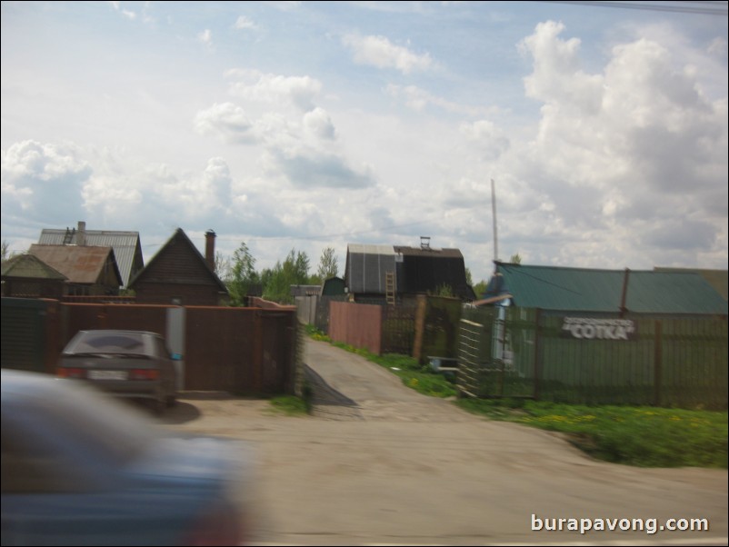 Small neighborhoods spotted along the highway headed towards Peterhof from Pushkin.