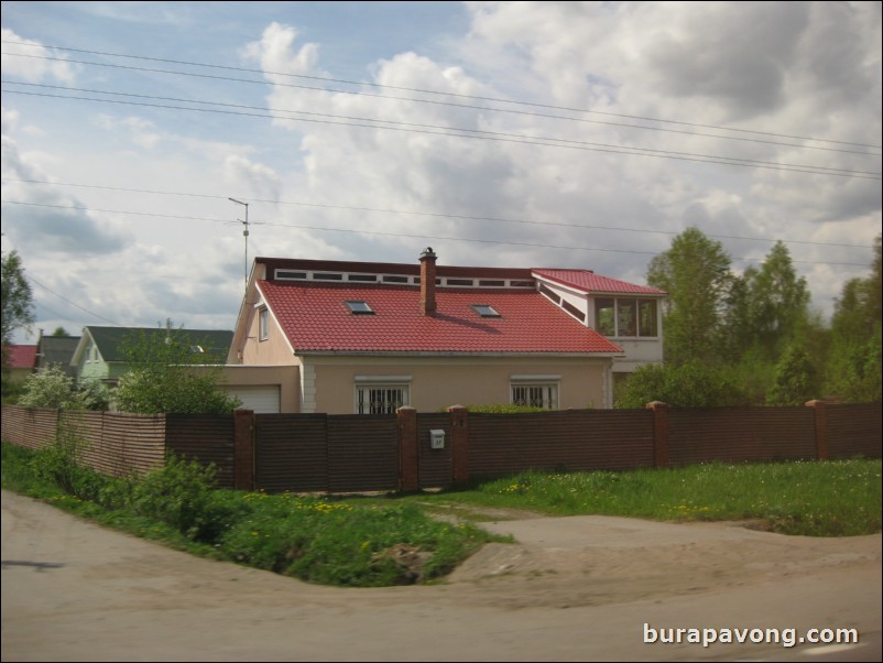 Small neighborhoods spotted along the highway headed towards Peterhof from Pushkin.