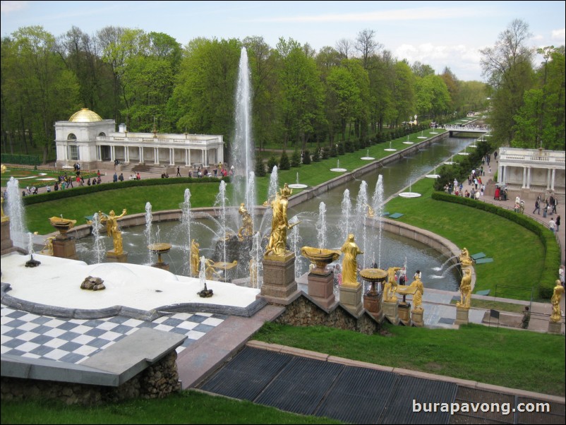 The Grand Cascade, Samson Fountain, and Sea Channel at Peterhof Palace.