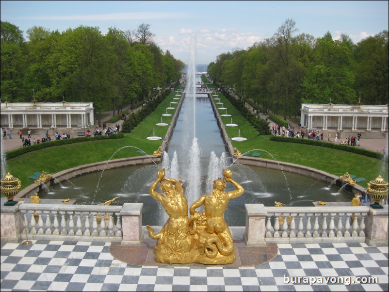 The Grand Cascade, Samson Fountain, and Sea Channel at Peterhof Palace.