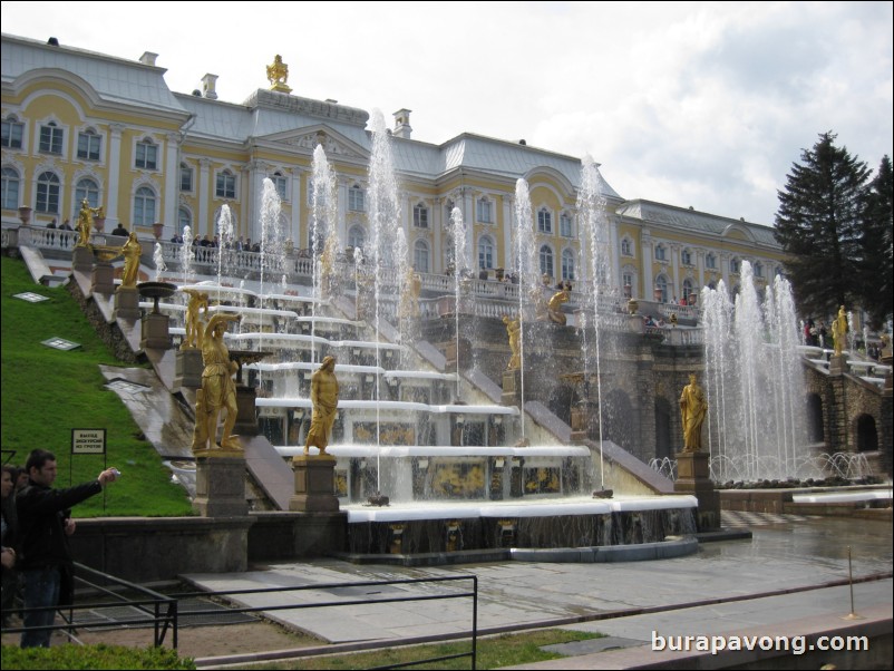 The Grand Cascade, Samson Fountain, and Sea Channel at Peterhof Palace.