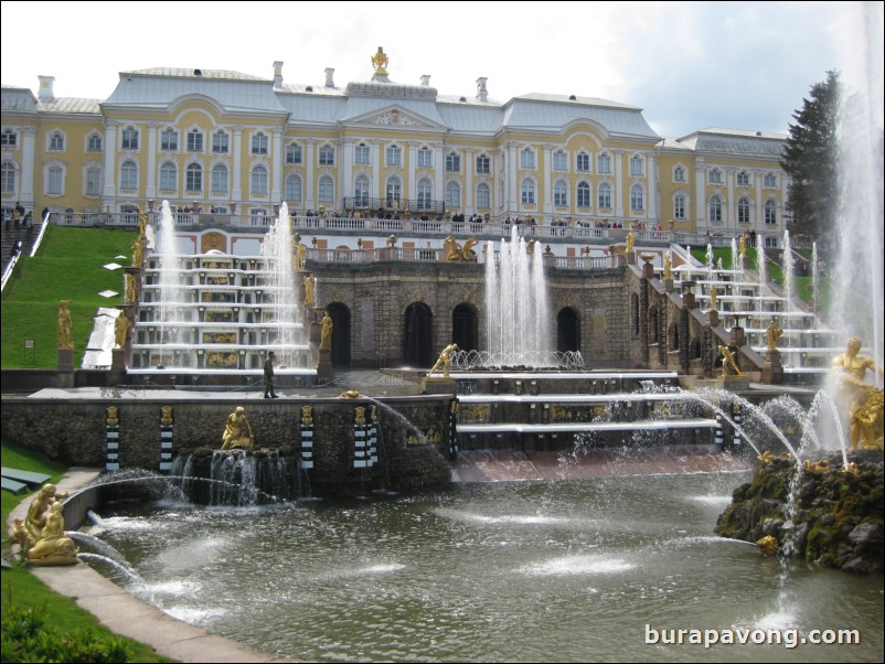 The Grand Cascade, Samson Fountain, and Sea Channel at Peterhof Palace.