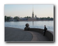 Downtown St. Petersburg / The Spit of Bazil (Vasilyevsky) Island. River Neva and Peter and Paul Fortress in background.