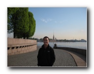 Downtown St. Petersburg / The Spit of Bazil (Vasilyevsky) Island. River Neva and Peter and Paul Fortress in background.