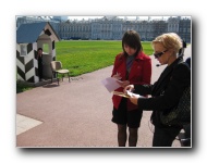 Outside Catherine's Palace in Tsarkoye Selo (Tsar's Village).