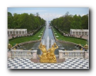 The Grand Cascade, Samson Fountain, and Sea Channel at Peterhof Palace.