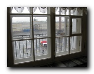 Looking out onto Palace Square from the Hermitage Museum.