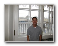 Looking out onto Palace Square from the Hermitage Museum.