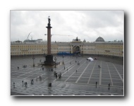 Looking out onto Palace Square from the Hermitage Museum.