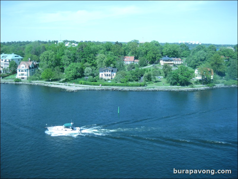 Sailing away from Stockholm.