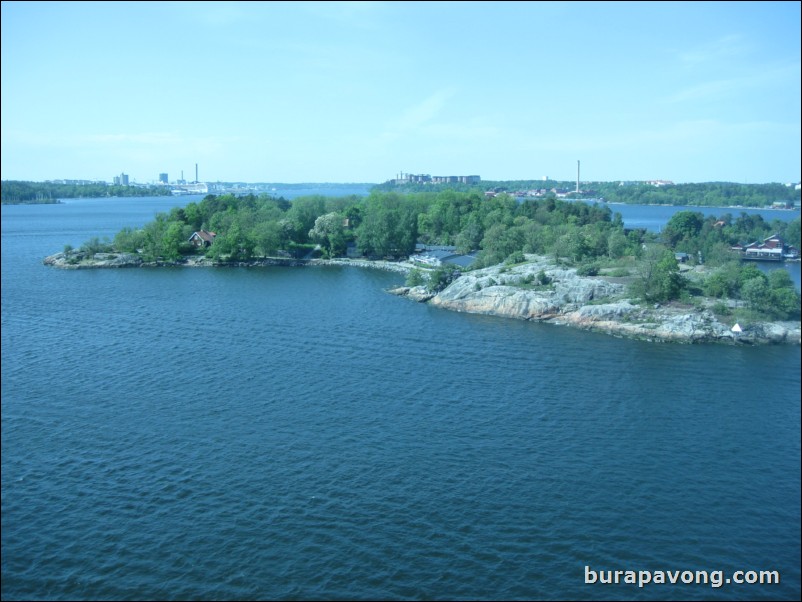 Sailing away from Stockholm.