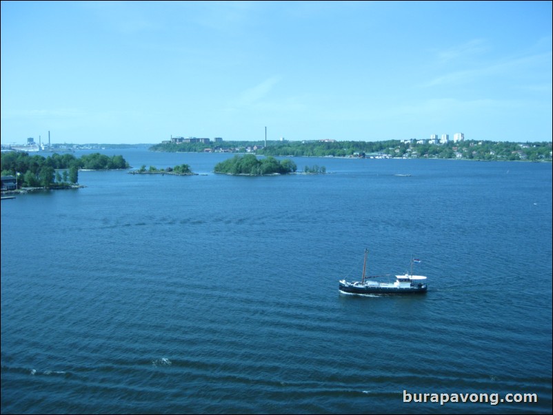 Sailing away from Stockholm.