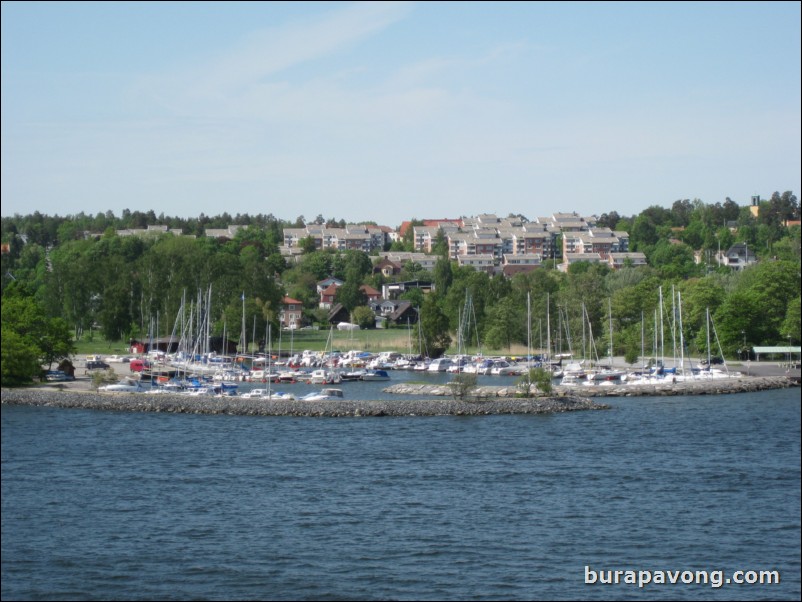 Sailing away from Stockholm.