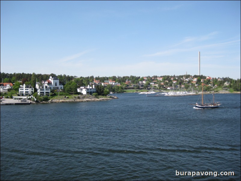 Sailing away from Stockholm.