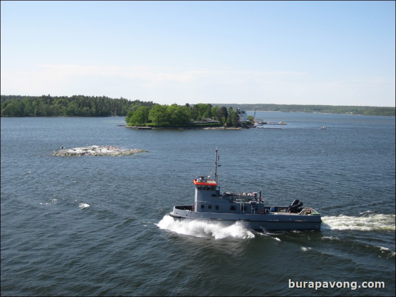 Sailing away from Stockholm.