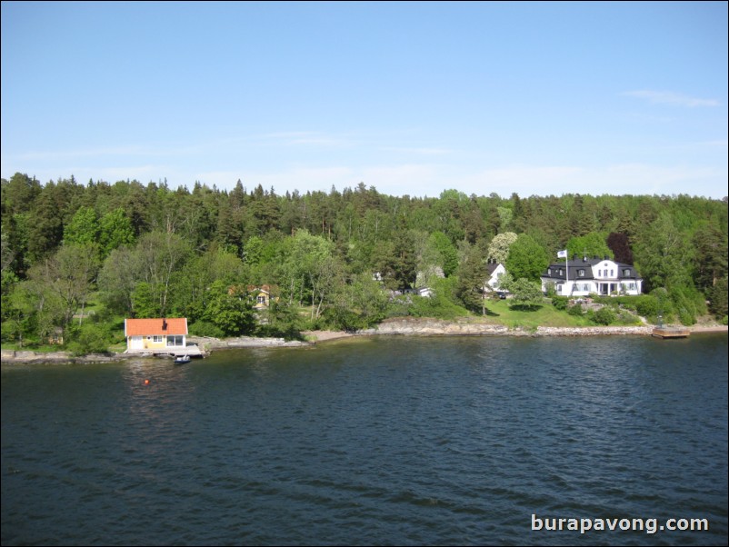 Sailing away from Stockholm.