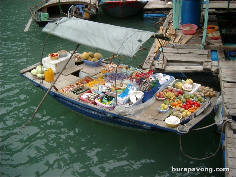 A floating market on Ha Long Bay.