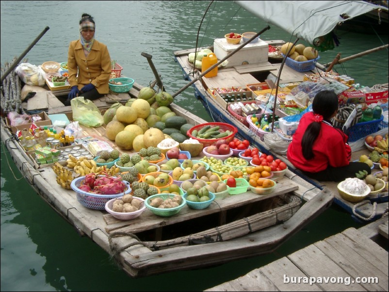 A floating market on Ha Long Bay.